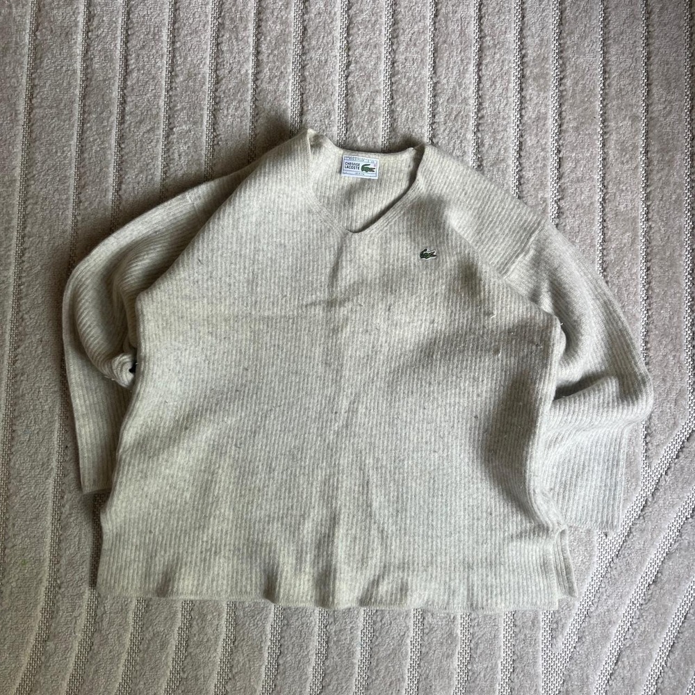 Lacoste cream sweater Size L preppy classic retro minimalist causal retro